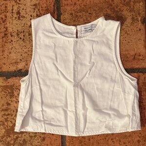 Urban Outfitters White Sleeveless Linen Crop Top